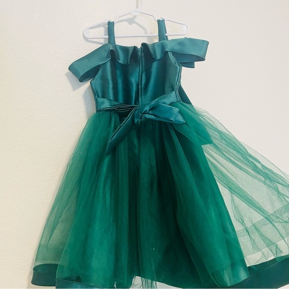 Elegant Green girl kid dress size 7y formal tulle event party emerald green - Picture 11 of 11